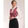 Allegra K Women's Floral Pattern Button Closure Satin Waistcoat Vest - 3 of 4