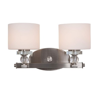 Yosemite Home Decor 2009-2V-SS 2-Lights Vanity with Dove White Glass, Satin Steel