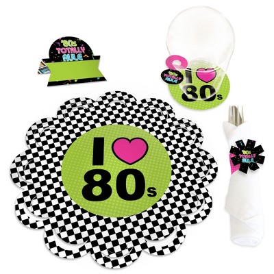 Big Dot of Happiness 80’s Retro - Totally 1980s Party Paper Charger and Table Decorations - Chargerific Kit - Place Setting for 8