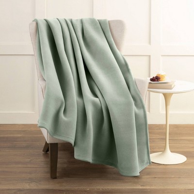 Luxurious Moss Green Fleece Full/Queen Blanket - Lightweight and Reversible