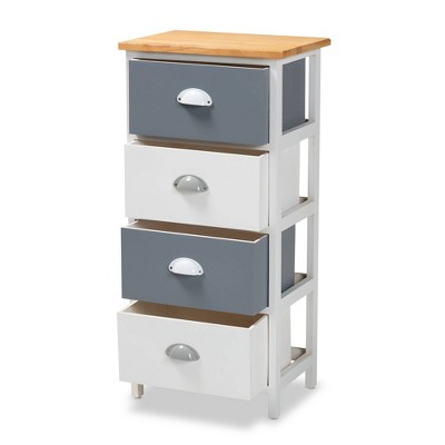 Calandra Oak Brown and Gray 4-Drawer Storage Unit