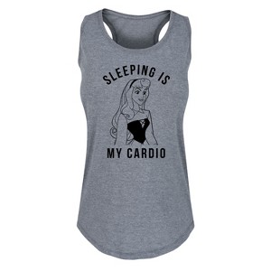 Women's - Disney Princess - Aurora Sleeping Is My Cardio Graphic Racerback Tank - 1 of 4