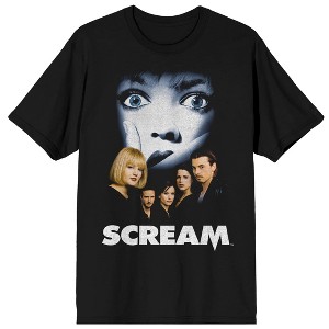 Scream 1-3 Distressed Movie Poster Crew Neck Short Sleeve Women's Black T-shirt - 1 of 3