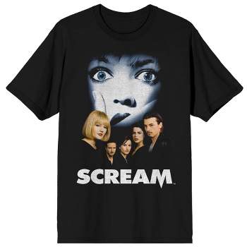 Scream 1-3 Distressed Movie Poster Crew Neck Short Sleeve Women's Black T-shirt