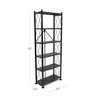 Origami 2 Pack 6 Shelf Bookcase Open Style Organizer Freestanding Large Book Shelf Modern Living Room Vertical Furniture, No Assembly Required, Black - 2 of 4