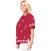 LA LEELA Women's Casual Blouse Shirt Solid Blouses Short Sleeve Button Down Dress Tops Tee Hawaiian Shirts for Women - 3 of 4