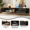 ModernLuxe TV Stand for TVs up to 80", Mid-Century Entertainment Center with Rattan Doors, 2 Drawers & Open Shelf, Black - 4 of 4