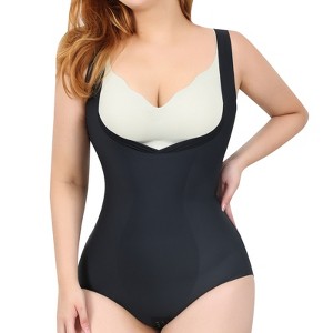 Women's Shapewear Tummy Control Bodysuit Open-Bust Brief Bodysuit High-Waist Thigh Slimmer Shapewear Fajas for Women, Black - 1 of 4