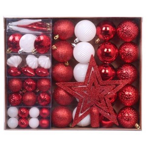 72 Pcs Christmas Tree Ornaments Set, Christmas Ball Decorations, Suitable for Christmas Party, Holiday Wedding Indoor and Outdoor Decoration - 1 of 1