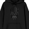 Skull With Monochrome American Flag Adult Black Hoodie - 2 of 3