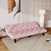 Airsurfer 66" Pink Velvet Sofa Bed, 3-Adjustable-Position Convertible Sofa-to-Bed, Tufted Sleeper Sofa for Living Room, Apartment, Bedroom - 4 of 4