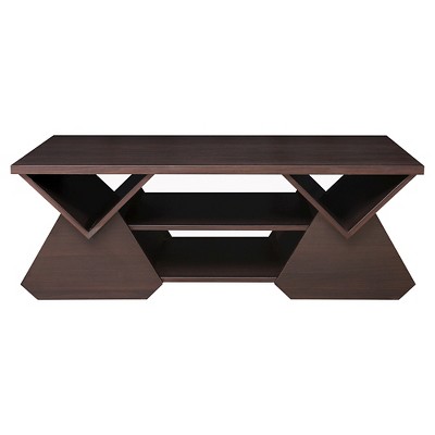 Katy Unique Geometric Open Shelves Coffee Table Espresso - HOMES: Inside + Out: Modern Living Room Furniture with Storage
