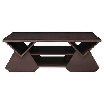Katy Unique Geometric Open Shelves Coffee Table Espresso - HOMES: Inside + Out
