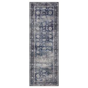 Vintage Washable Floral Print Living Room Rugs, Indoor Farmhouse Soft Bedroom Carpet, Low Pile Floor Cover for Dining Room Kitchen - 1 of 4