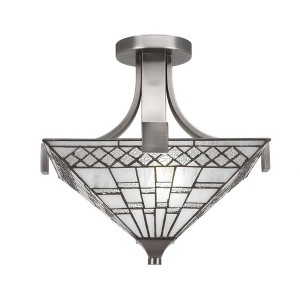 Toltec Lighting Apollo 2 - Light Flush Mount in  Graphite with 14" Square Pewter Art Glass Shade - 1 of 1