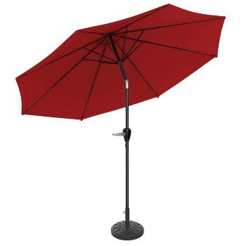Pure Garden 10 Ft Patio Umbrella with Base, Red