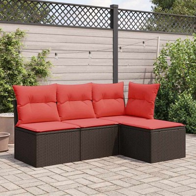 Garden Stool Black PE Rattan, Powder-Coated Steel, Polyester, FoamvidaXL