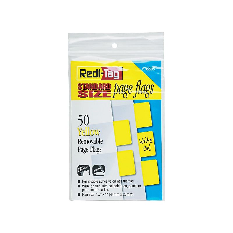 Redi-Tag Easy-To-Read Self-Stick Index Tabs Yellow 50 Tabs/Pack 437743, 2 of 3