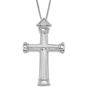 Black Bow Jewelry Rhodium Plated Sterling Silver Strength Pillar Cross Necklace, 18 Inch - 1 of 4