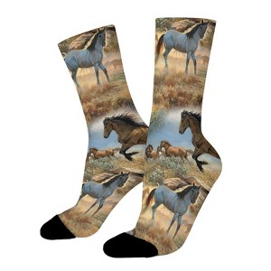 Horses Women Printed Crew Socks Funny Funky Socks Soft Polyester Novelty Gifts for Artists Men - 1 of 1