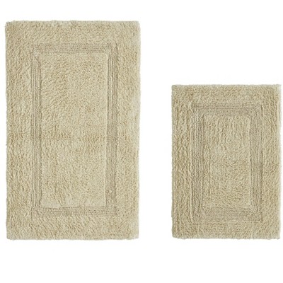 Lux Premium 100% Cotton Tufted Solid Reversible 2 PC Bath Rug Set – Ultra-Soft, Water-Absorbent, Durable, Machine Washable Bathroom Rug