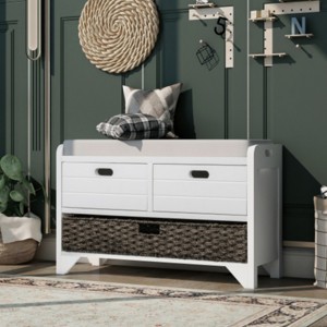 Assembled Storage Bench with Cushion, Multi-functional Storage Bench,Shoe Bench for Entryway, Mudroom, Hallway, and Bedroom-Maison Boucle - 1 of 4