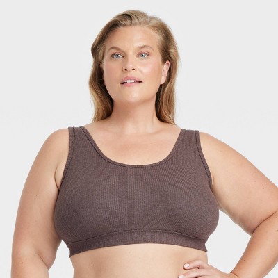 Image of Women's Rib Knit Scoop Bralette - Auden™ Heathered Beige XXL