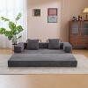 TiramisuBest Convertible Floor Couch Sofa Bed with Armrests & Pillow Back, Chenille Futon Sleeper, Foldable Lounge Sofa for Living Room, Light Blue - 3 of 4