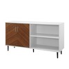 58" MDF Faux Bookmatch-Door Modern Asymmetrical TV Stand with Metal Legs, Open Storage, and Cabinet Handles for Living Room and Bedroom - 4 of 4