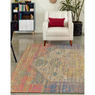 Handwoven Multi-Color Cotton and Synthetic 9' x 12' Area Rug