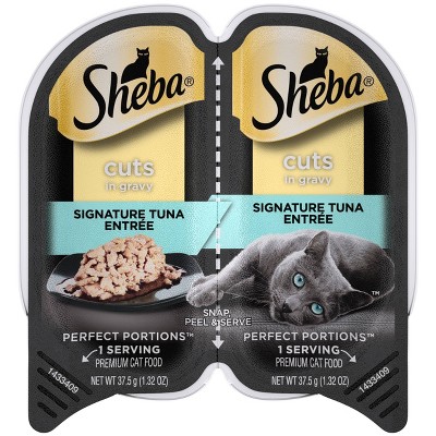 Sheba Perfect Portions Cuts in Gravy Tuna and Seafood Flavor Adult Wet Cat Food Twin-Pack Tray - 2.64oz