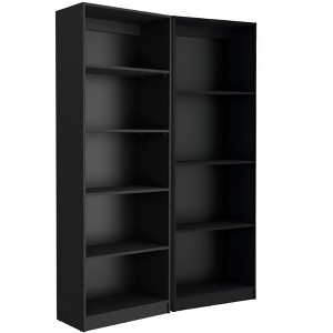 HomeRoots Set of Two Black Wood Multi Tier Bookcases - 1 of 4