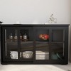 Kitchen Storage Cabinet With Doors And Adjustable Shelves, Elegant Black Sideboard Buffet With Glass Sliding Doors-The Pop Home - 3 of 4