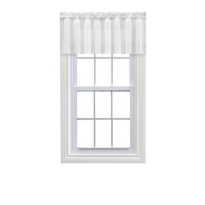 Ellis Curtain Shadow Stripe 1.5" Rod Pocket Tailored Valance for Windows 82" x 12" White - 1 of 4