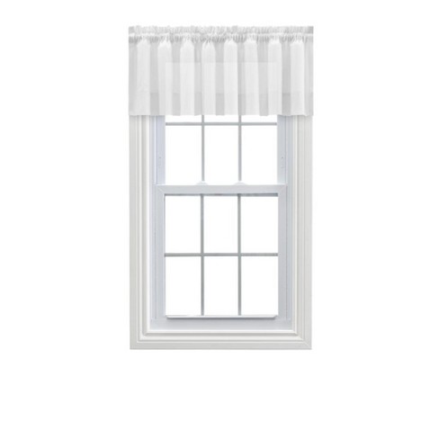 Ellis Curtain Shadow Stripe 1.5" Rod Pocket Tailored Valance for Windows 82" x 12" White - image 1 of 4