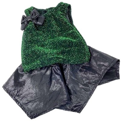 Doll Clothes Superstore Baby Doll Green Metallic Top Black Skirt