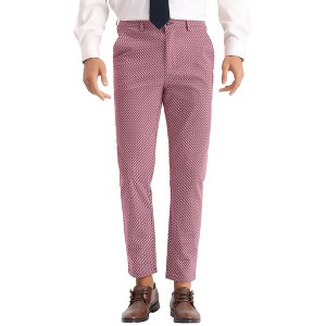 Lars Amadeus Men's Dots Pattern Slim Fit Flat Front Pants - 1 of 4