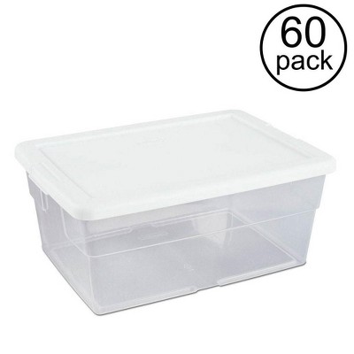 Sterilite 16 Quart Clear Plastic Stacking Storage Container Box (60 Pack)