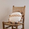 Tan with Pom Poms 16X16 Hand Woven Filled Round Pillow - Foreside Home & Garden - 2 of 4