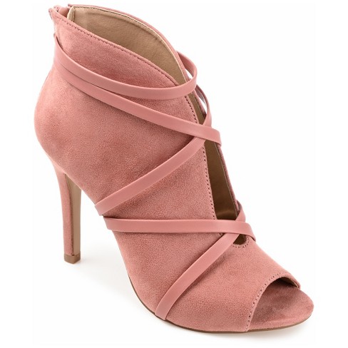 Journee Collection Womens Samara Back Heel Zip Peep Toe Stiletto Booties Blush 12 Target