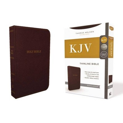 KJV, Thinline Bible, Standard Print, Imitation Leather, Burgundy, Red Letter Edition - by  Thomas Nelson (Leather Bound)