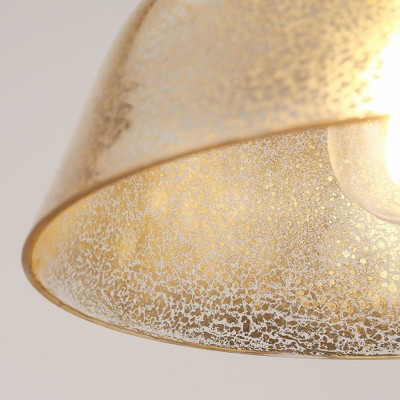 Swarajism Polished Brass and Mottled Glass Pendant Light