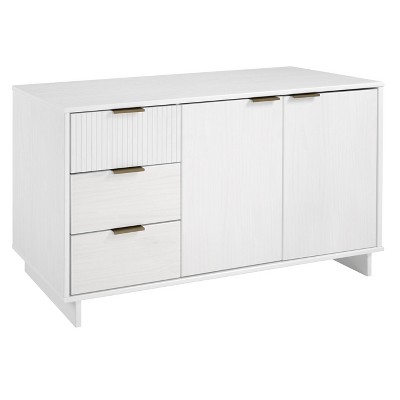 Granville 55" White Modern Buffet Sideboard with Ribbed Drawers