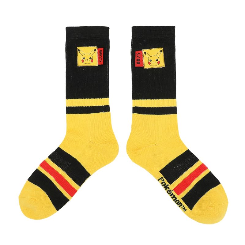 Pokemon Pikachu Woven Label Men's Athletic Crew Socks, 2 of 7