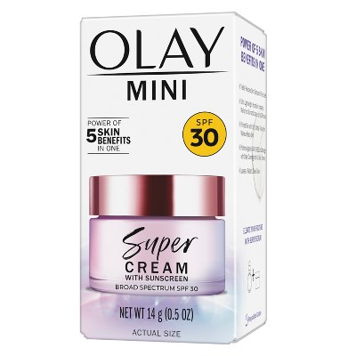 Olay Super Cream Ultra Lightweight Facial Moisturizer Sunscreen - SPF 30 - 0.5oz: For Sensitive Skin, With Niacinamide, With Vitamin E