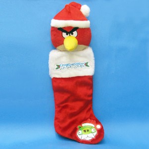 Kurt S. Adler 23" Red and White Angry Bird Plush Head Christmas Stocking - 1 of 2