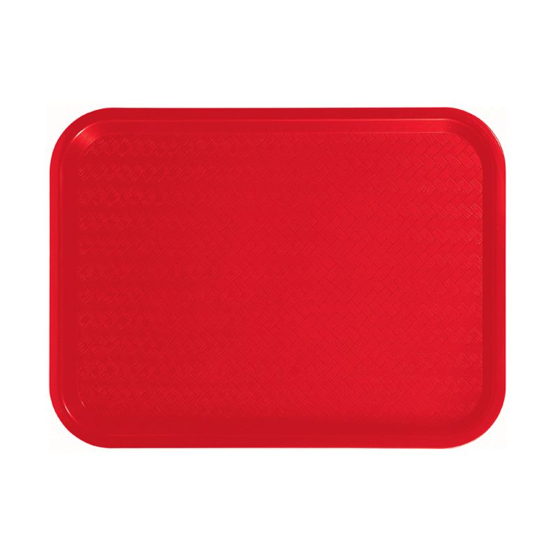 Winco Cafeteria Fast Food Tray, Plastic, Red, 12" x 16" - Pack of 12, 1 of 2