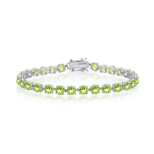 Simona Sterling Silver 5mm Round Tennis Bracelet - Peridot - Green - 7.5 Inch - 1 of 2