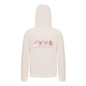 Everyday Kids Christmas Collection Most Wonderful Time Girls Zip up Hoodie – Pink Holiday Sweatshirt - 1 of 4