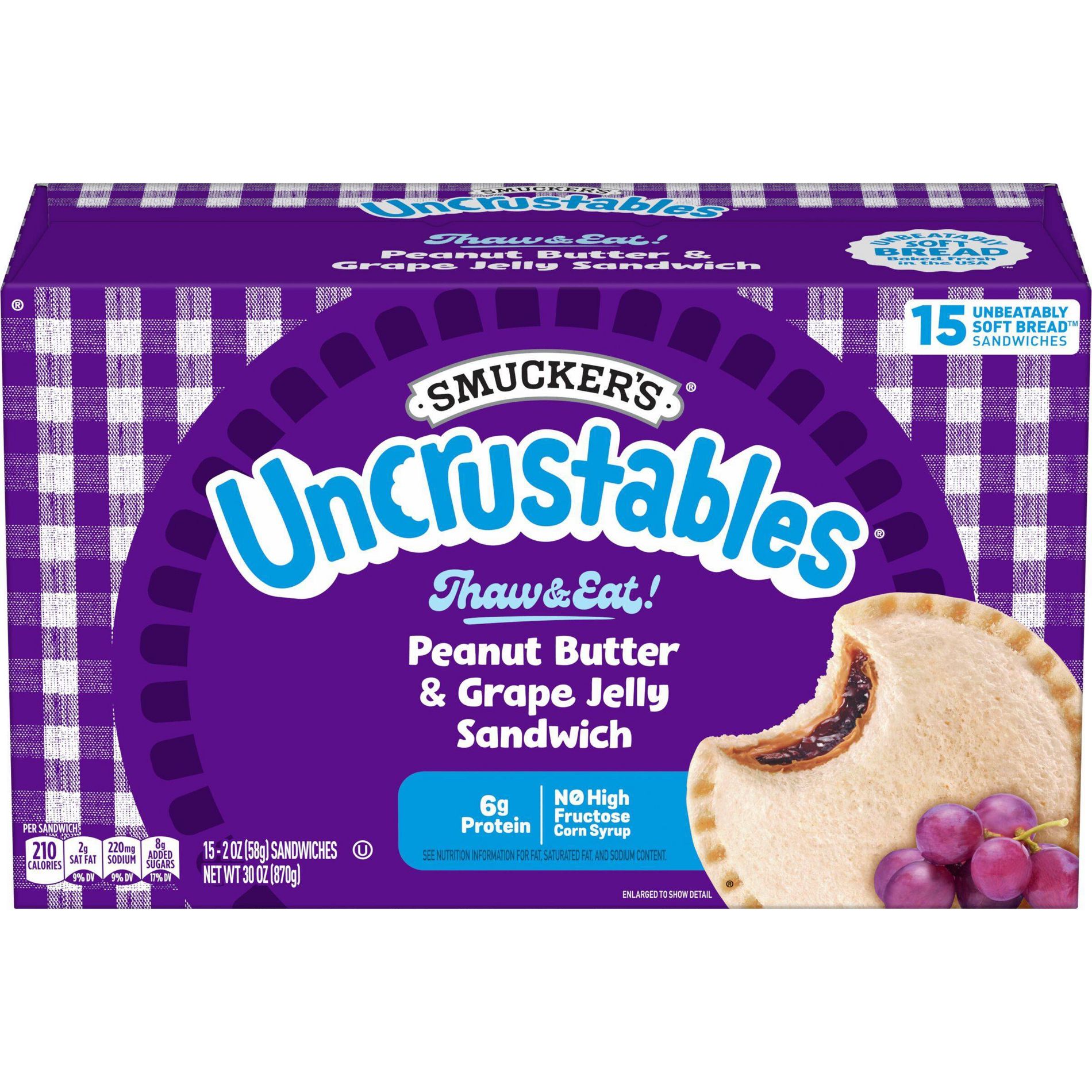 Smucker's Uncrustables Frozen Peanut Butter & Grape Jelly Sandwich